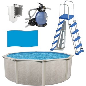 Aquarian Phoenix 18' x 52" Steel Frame Above-Ground Pool Kit, DIY Family Size Backyard Pool with Sand Filter Pump, Ladder, Liner, & Thru-Wall Skimmer - 1 of 4