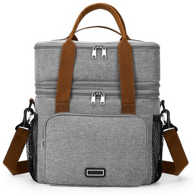 Insulated Lunch Box for Men Women Double-Layer Reusable Lunch Bag, Leakproof Lunch Cooler Bag for Work School Picnic