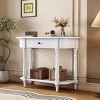 36" Slim Vintage Console Table with Curved Corners,Entryway Table with Drawer & Open Shelf for Hallway,Living Room-Baofuwish - 2 of 4