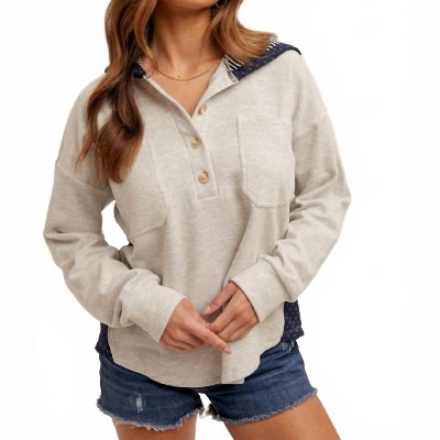 Women's Cozy Little Contrast Pullover Hoodie - Hem & Thread