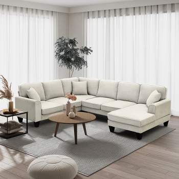 108" U-Shape Upholstered Sectional Sofa Set with 3 Pillows-ModernLuxe