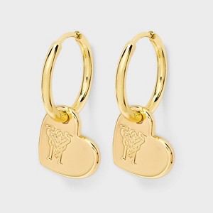Bijoux Sport by Luv Aj MLS Gold Heart Hoop Earrings - Inter Miami CF: Brass Snap Closure, 1" Size - 1 of 3