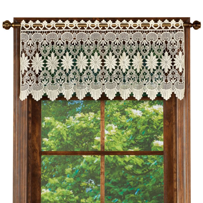 Collections Etc Macrame Curtain Scalloped Valance Window Topper for Bathroom, Bedroom, Kitchen, 1 of 3