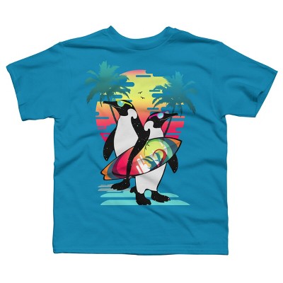 Boy's Design By Humans Penguin Summer Vacation By clingcling T-Shirt