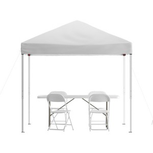 Emma and Oliver Outdoor Event/Tailgate Set with Pop Up Event Canopy with Carry Bag, Bi-Fold Table and 4 Folding Chairs - 1 of 4