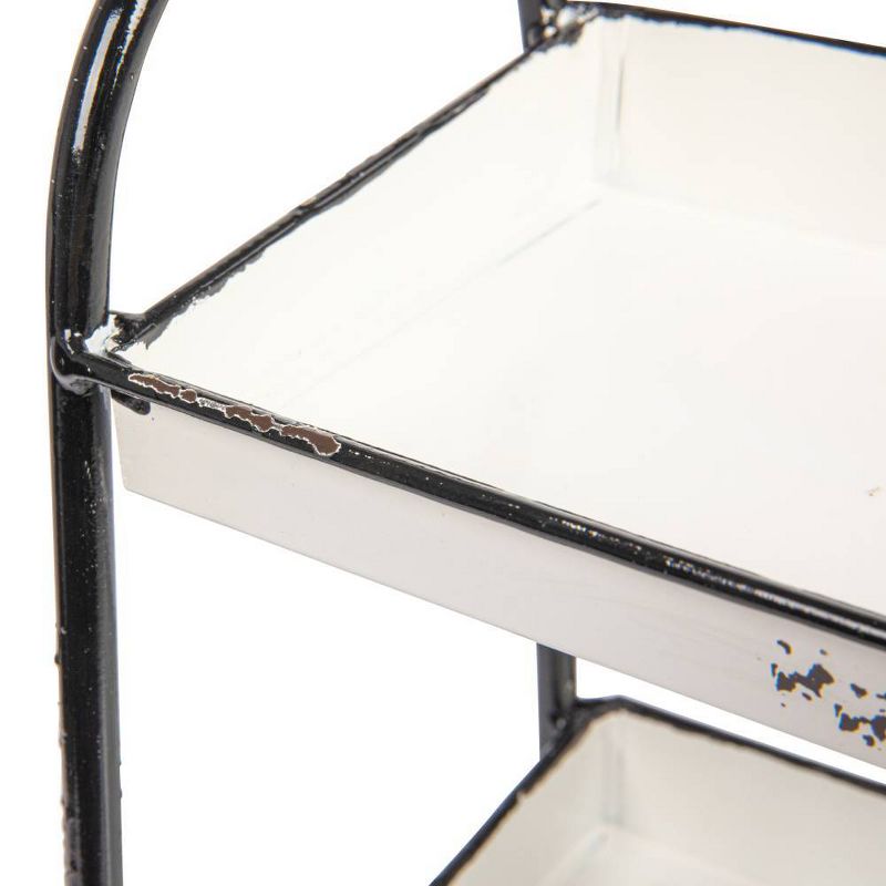3-Tier Metal Tray with Black Frame and  Rim Heavily Distressed White - Storied Home, 5 of 11