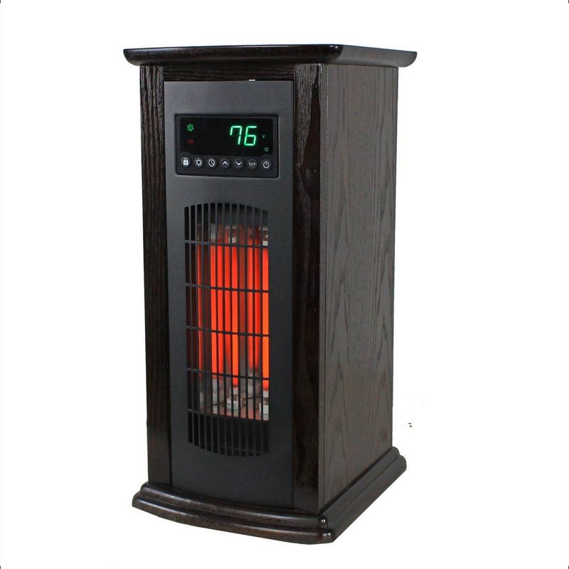 LifeSmart LifePro 1500W Infrared Quartz Indoor Home Tower Space Heater with Adjusting Temperatures and Remote Controls, Black, 1 of 8