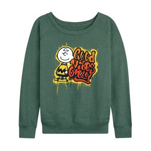 Women's - Peanuts - Good Vibes Only Lightweight French Terry Slouchy - 1 of 4