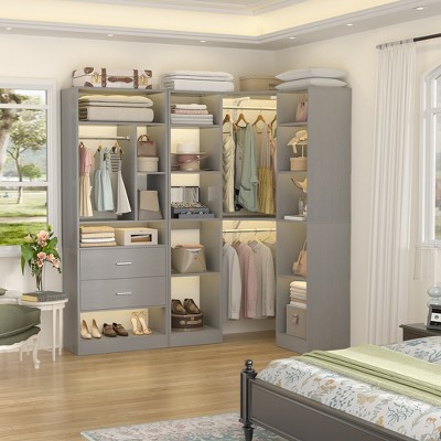 Aheaplus Corner Closet Organizer System with 2 Drawers