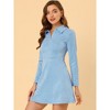 INSPIRE CHIC Women's Regular Fit Faux Suede Lapel Neck Long Sleeve Elegant A-Line Mini Dress - 2 of 4