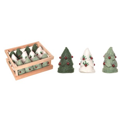 Transpac Foam 8.66 in. Multicolor Christmas Layered Tree Ornament in Crate Set of 12