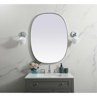 Silver Metal Framed Oval Full Length Vanity Mirror