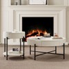 Round Coffee Table with Drawers Farmhouse Coffee Table with Storage Wood Accent Center Table Natural Coffee Table for Living Room,White - 3 of 4