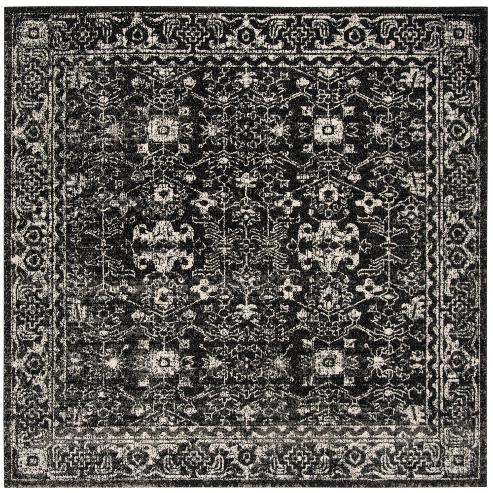 7'x7' Medallion Square Area Rug Charcoal/Ivory - Safavieh