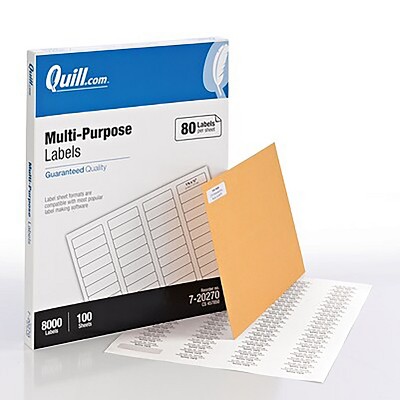 Quill Brand Laser/Inkjet Labels 1/2" x 1-3/4" WE 80 Labels/Sheet 720270