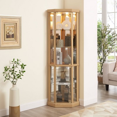 Corner Lighted Curio Cabinet Corner Glass Cabinet Lighted Curio Cabinet Corner Display Case for Living Room