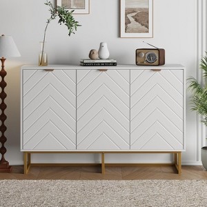 COZONY Modern Sideboard Buffet Cabinet with Storage, Wood Accent Credenza with Herringbone Doors & Adjustable Shelf for Dining Room, Living Room - 1 of 4