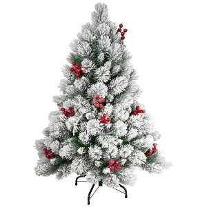 Northlight Full Flocked Fairfield Fir Artificial Christmas Tree - 4.5' -Unlit - 1 of 4