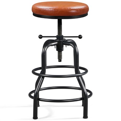 Yaheetech Industrial Counter Height Faux Leather Bar Stool Swivel
