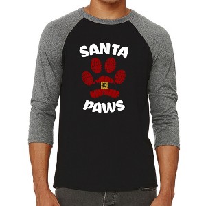 LA Pop Art Santa Paws - Men's Raglan Baseball Word Art T-Shirt - 1 of 4