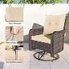 ALAULM Outdoor Patio Furniture Set Outdoor Sectional Rattan Sofa Set Brown Manual Wicker Patio Conversation Set with Cushions - 4 of 4