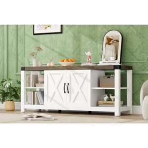 ODK TV Stand for 65'' TV, Farmhouse Entertainment Center with Storage, Modern Media Console Cabinet with Doors, Wooden TV Stand for Living Room - 1 of 4