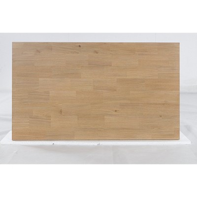 White and Natural Wood Rectangular Coffee Table with Storage