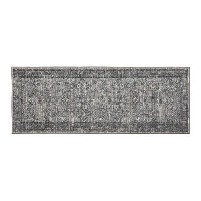 Faux Wool Vintage Distressed Floral Printed Area Rug with Floral  Vintage Design  Ultra Thin Low Pile Machine Washable Non Slip Stain Resistant Non