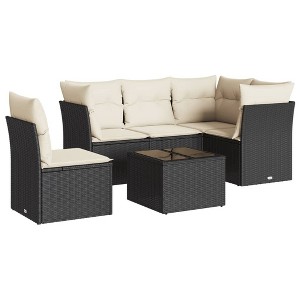 vidaXL Garden Sofa Set Black - 1 of 4