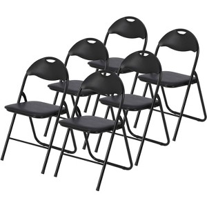 Whizmax Folding Chairs 6/4 Pack with Cushion, Outdoor & Indoor Event Portable Metal Folding Chairs with Non-Slip Feet Pads Stackable Chairs, Black - 1 of 4