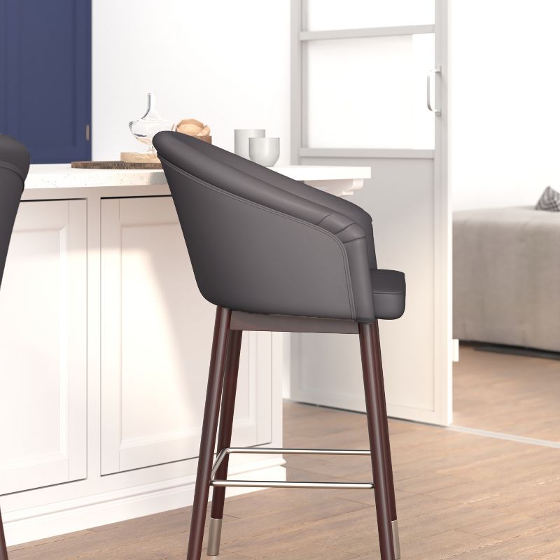 Flash Furniture Margo Commercial Grade Mid-Back Modern Barstool with Beechwood Legs and Curved Back, 5 of 12