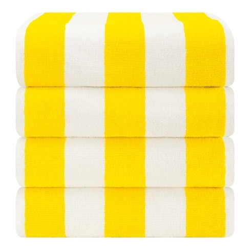 Sunshine Yellow Towels - Egyptian Cotton Striped Border detail