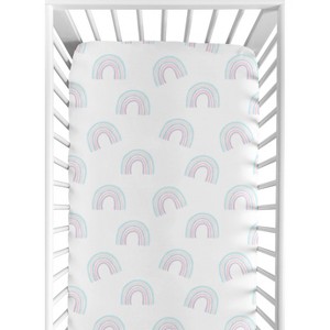 Sweet Jojo Designs Girl Baby Fitted Crib Sheet Rainbow Pink and Blue - 1 of 4