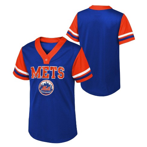 Mlb New York Mets Girls' Henley Team Jersey : Target