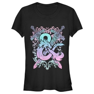 Juniors Womens Dungeons & Dragons Pastel Rainbow Sword & Fire Logo T-Shirt - 1 of 4