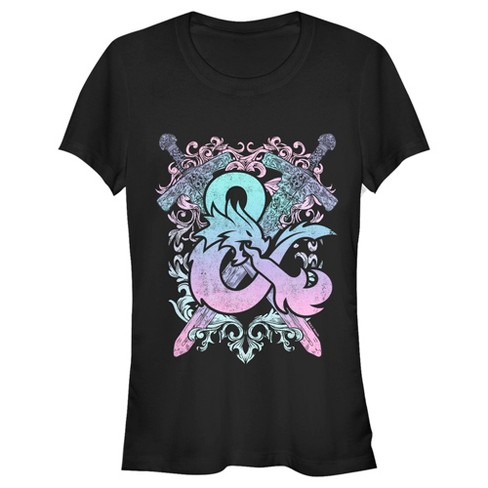 Juniors Womens Dungeons & Dragons Pastel Rainbow Sword & Fire Logo T-Shirt - image 1 of 4