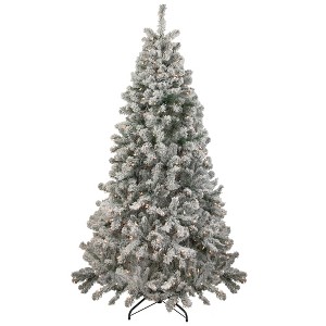 Northlight Pre-Lit Flocked Madison Pine Medium Artificial Christmas Tree - 6.5' - Clear Lights - 1 of 4
