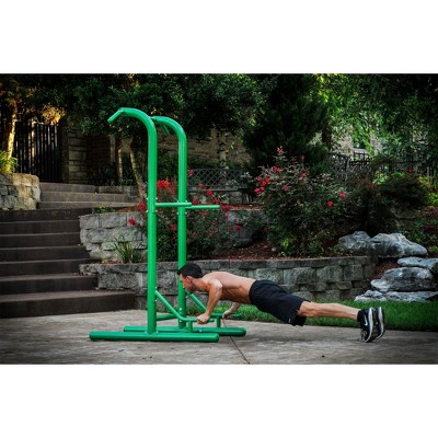 Green Heavy-Gauge Steel Outdoor Fitness Power Tower