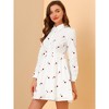 INSPIRE CHIC Women's Casual Long Sleeve Half Placket Embroidered Floral Mini Shirt Dress - 2 of 4