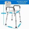 U-Shaped Shower Seat with Adjustable Height,Padded Armrests and Backrest,350 Lb Capacity,Slip-Resistant Bathtub Shower Chair for Seniors and Disabled - 3 of 4