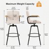 VECELO Bar Stools with Backs & Arms Set of 2, Counter Height Barstools Set with Tufted Upholstery & Footrest Ring, White/Brown - 3 of 4