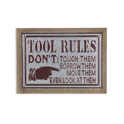 Cheung's Ronan Galvanized "Tool Rules" Wall Sign
