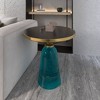 LeisureMod Tully Round Side Table, Gold Rim with Glass/ Sintered Stone Top - 2 of 4