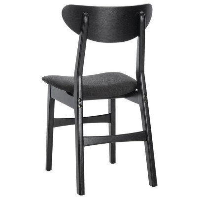 Transitional Black Wood Upholstered Side Chair Set of 2