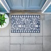 Stupell Industries Navy Gingham Florals Printed Outdoor Door Mat, design by Kim Allen, 18"x30" - 3 of 4