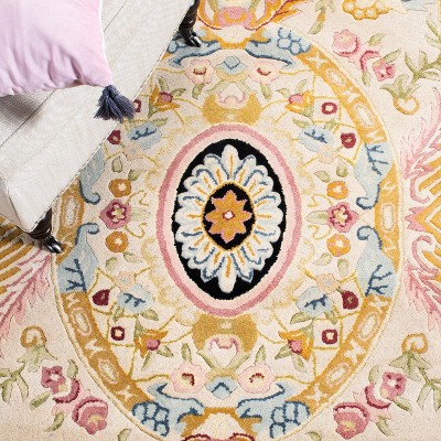 Savonnerie Sage and Beige Hand-Tufted Wool Area Rug