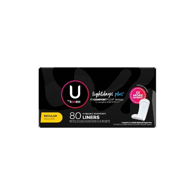 Buy U By Kotex Lightdays Plus Unscented Panty Liners Regular 80ct Online In Italy