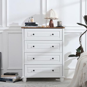 Modern Chest of Drawers, 4 Drawer Dresser, Tall Wood Storage Cabinet for Living Room, Entryway, Hallway - 1 of 1