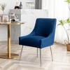 SEYNAR Modern Velvet Pleated Finish Back Dining Chair Set of 2 with Rear Handle - 4 of 4