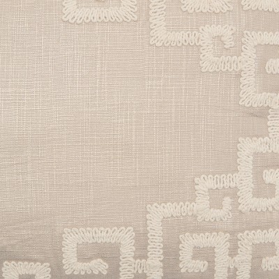 Gaia Natural Tan Cotton Embroidered Throw Pillow